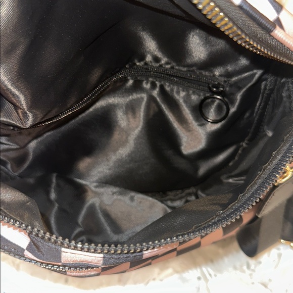 Checkered Black and tan Crossbody/ bum bag - Picture 3 of 4
